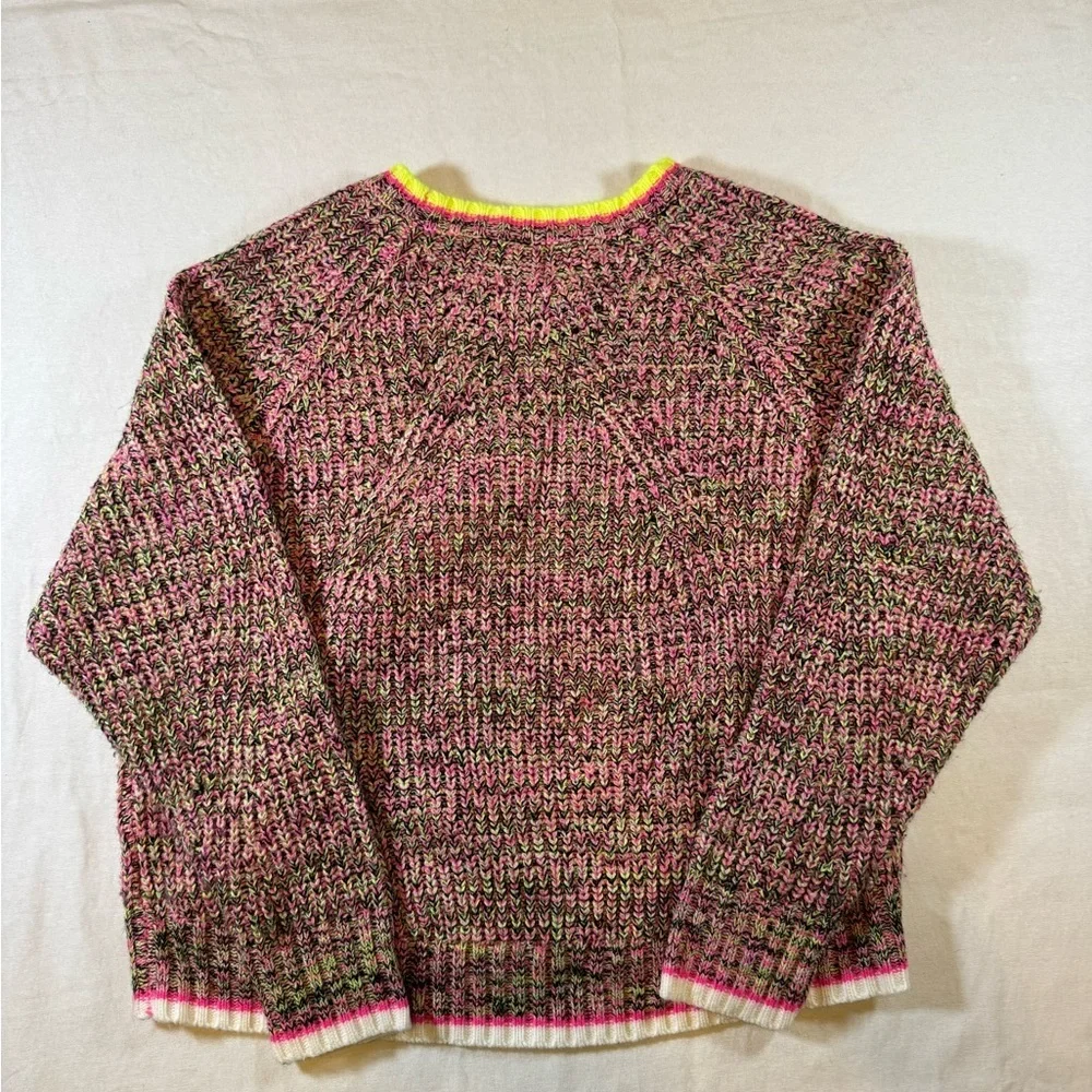 John + Jenn Pink and Green Neon Chunky Knit Cropped Sweater - Picture 8 of 8